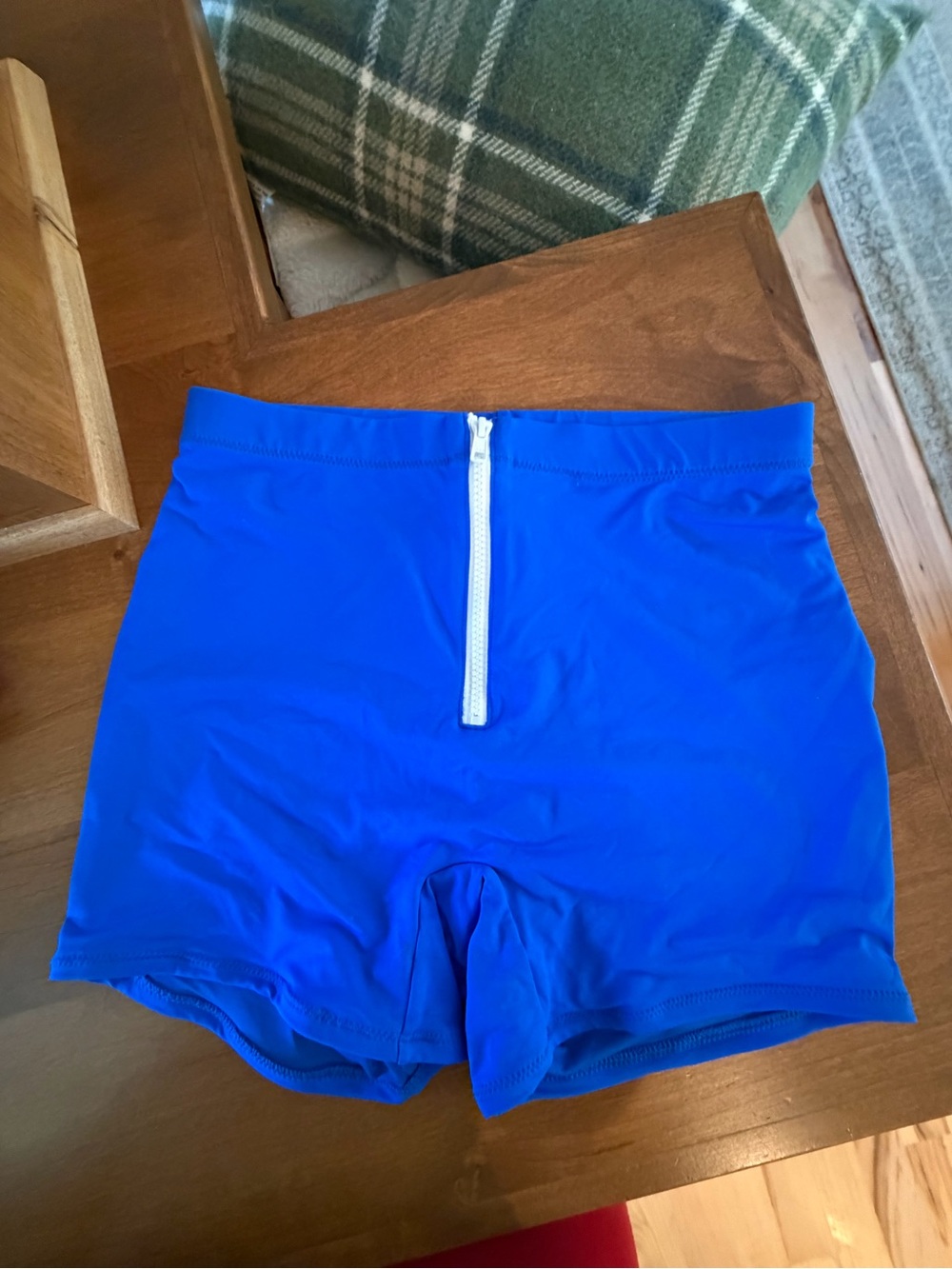 SKIMS Electric Blue High-Waist swim bottoms with Front Zip